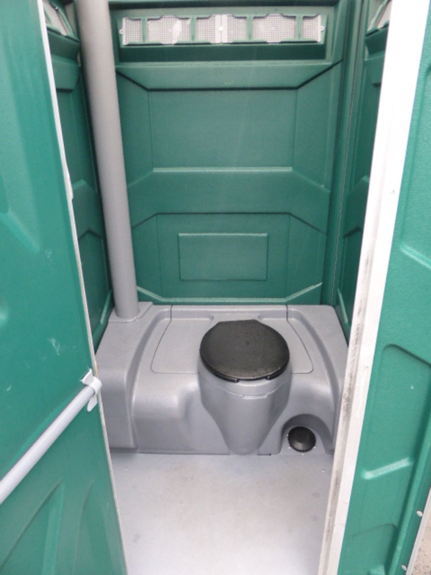 Polyjohn green individual single unisex chemical event toilet with hand sanitizer and paper towel - Image 2 of 2