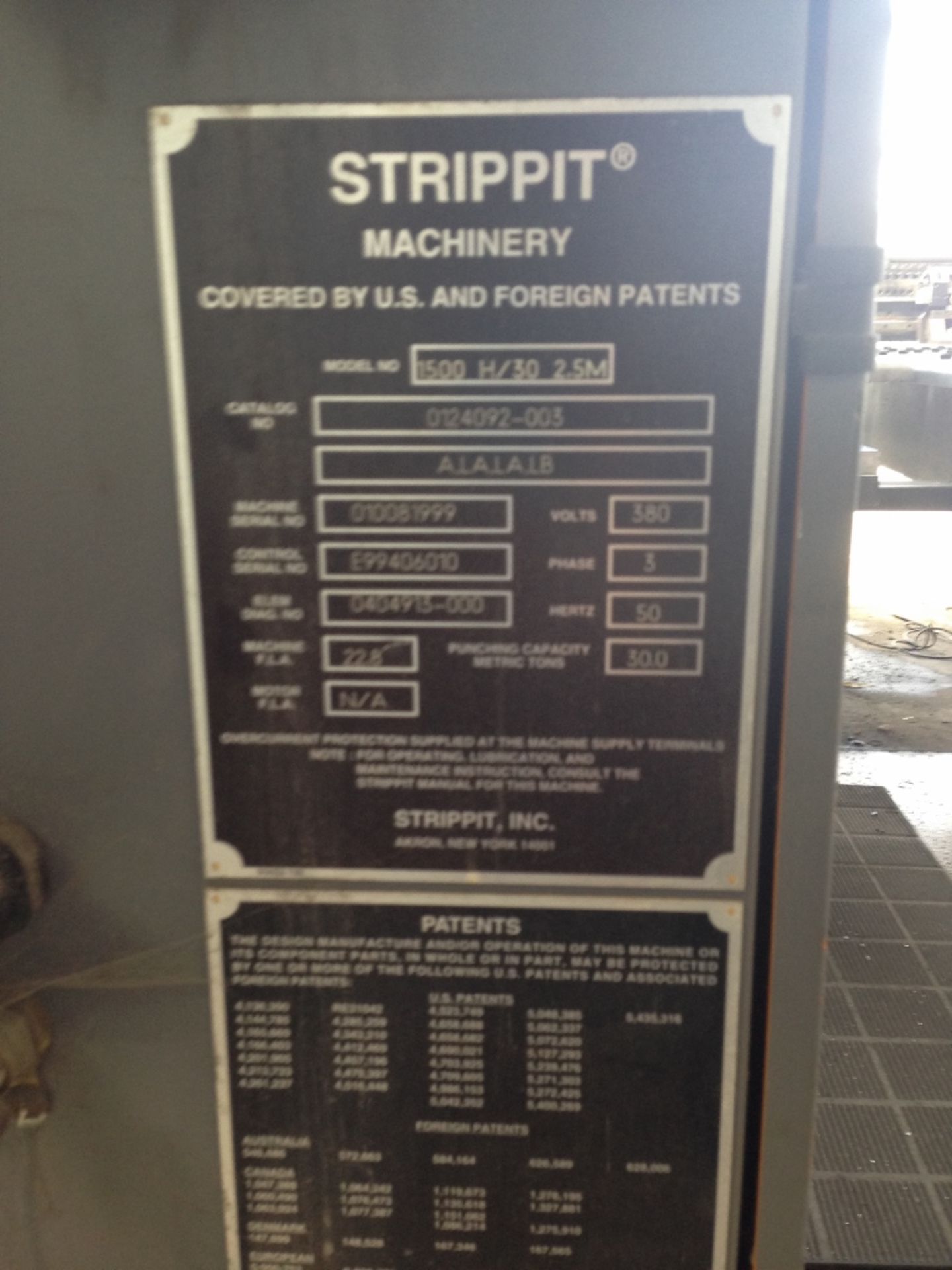 LVD 1500 N/30 2.5m Strippit 30 1500H Smart stroke. Catalog No. 0124092-003 A, LA, LA, LB. 30.0 Ton - Image 3 of 3