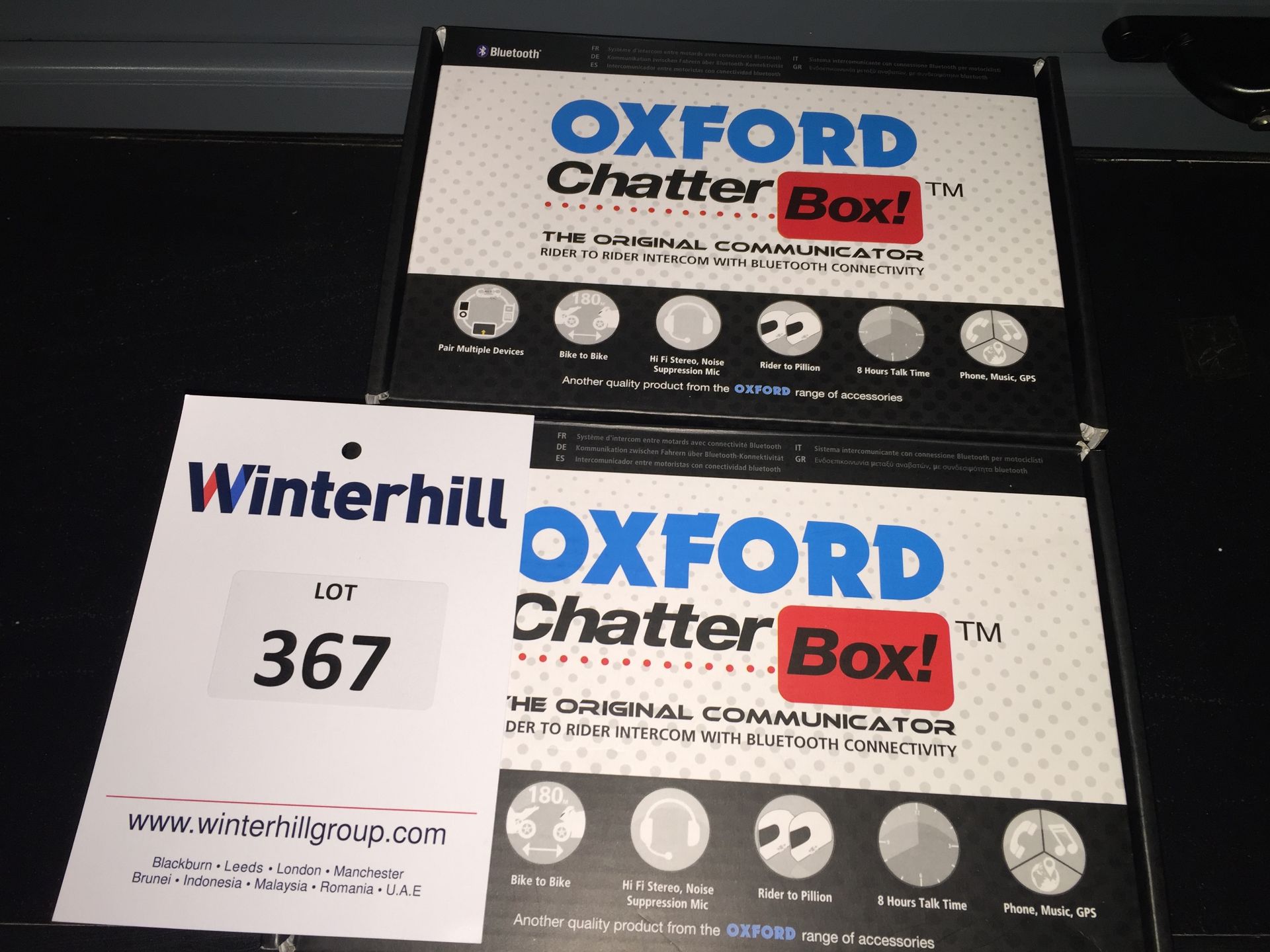 2 x Oxford Chatter Box - Rider to Rider Intercom with Bluetooth Connectivity