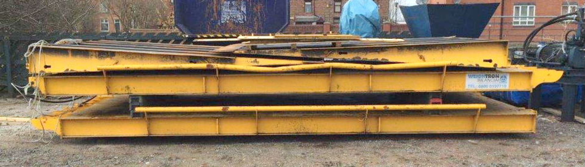 A Weightron Bilanciai 22 metre Weighbridge comprising 2 Bedplates 3m w x 6.9m lg; 2 Ramps 3m w