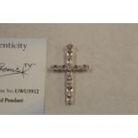 A beautiful 9ct White Gold Morganite & Diamond Cross Pendant - No VAT