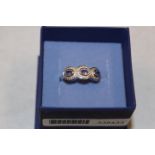 925 Triple Purple Topaz & Diamond Ring size L-M No VAT on this item