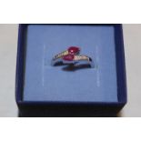 925 Twin Ruby & Diamond Ring size N-O No VAT on this item