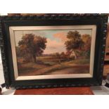 Country Scene Oil Painting, Signed C.M