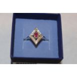 925 Ruby & Diamond Ring size P-Q No VAT on this item