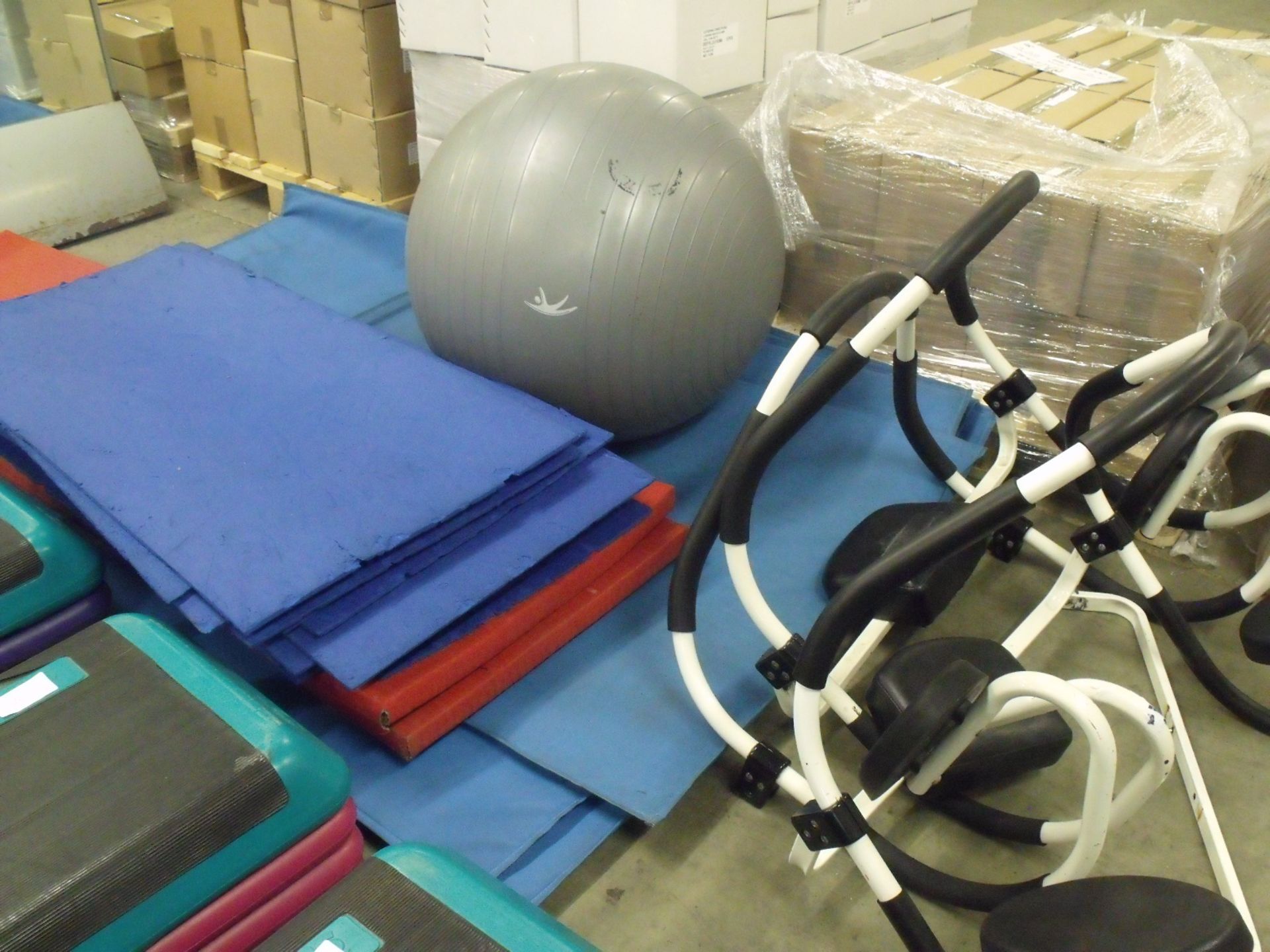 ab trainers - pro fitness ball and a pile of gym mats