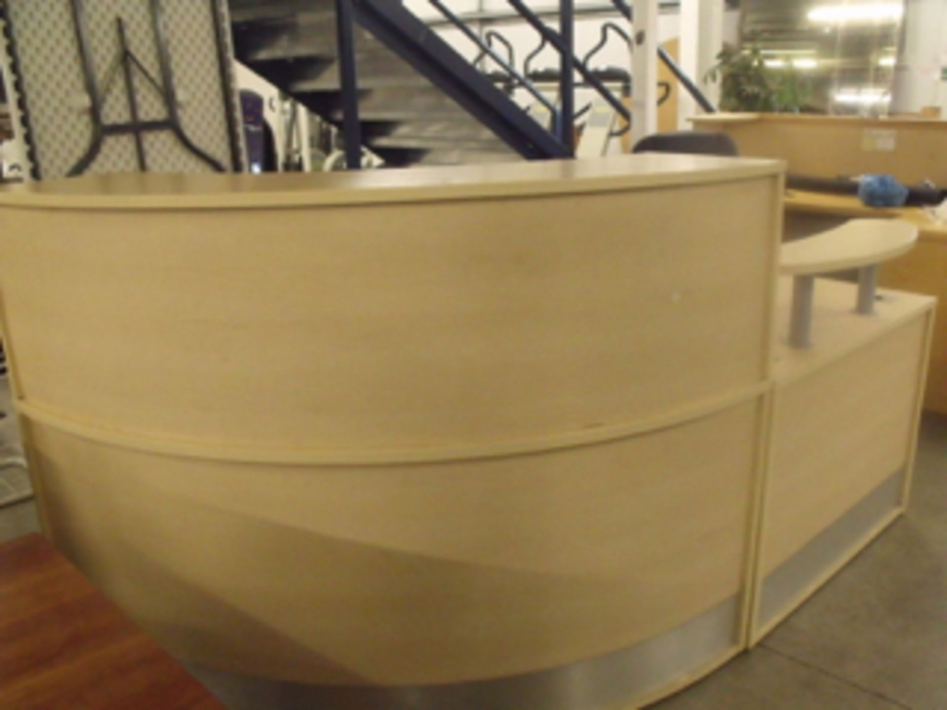 curved reception desk which comes in 2 halves complete with chair