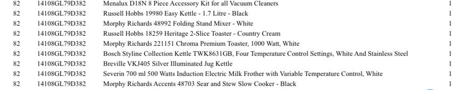 1 Pallet of Kitchen appliances & Accessories -  Full breakdown shown in images - Pallet Number - Image 2 of 4