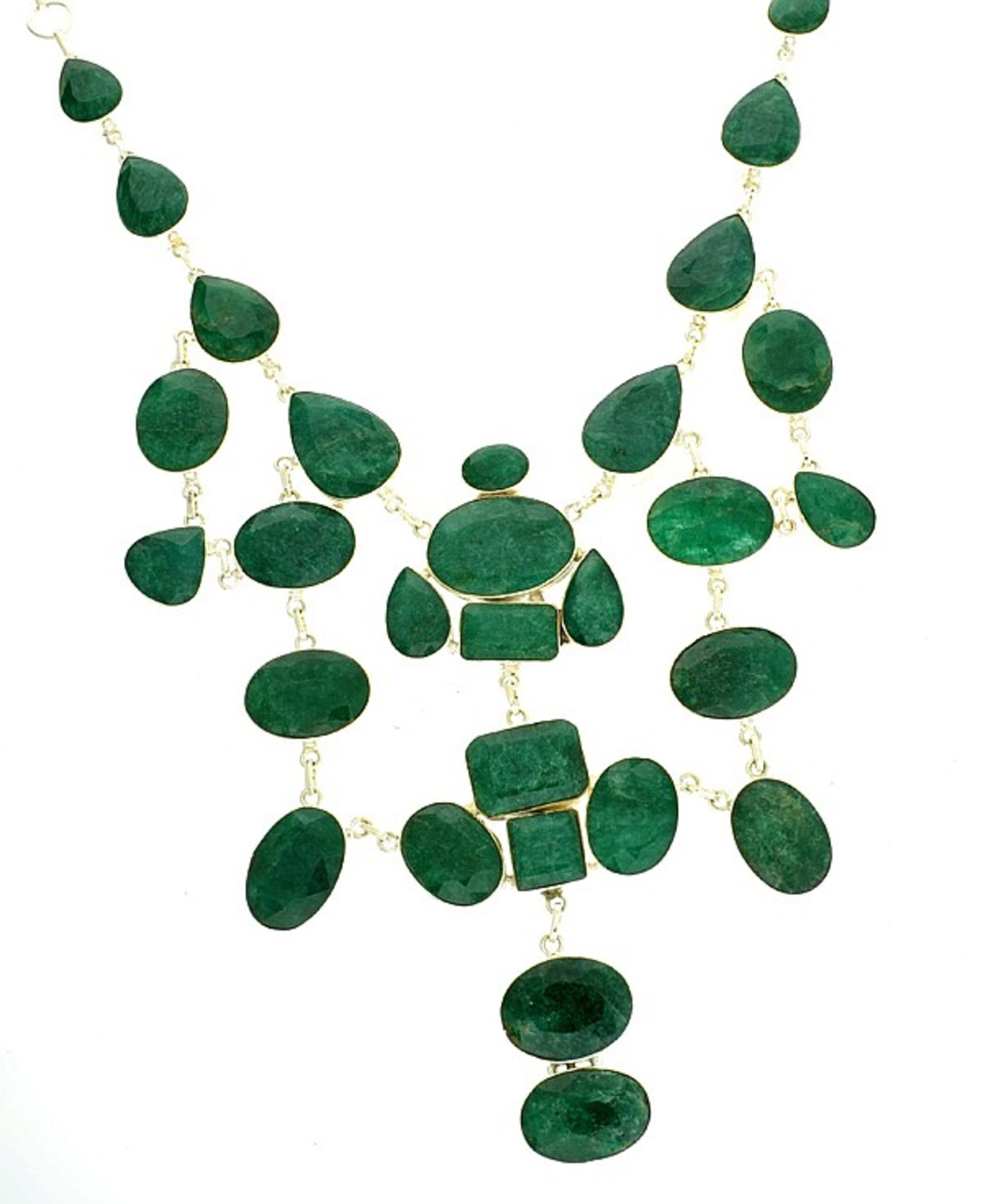 Mixed Cut Green Beryl Silver Necklace - 346.45 carats. Appraisal value $23,627.00 approx £15,558.28