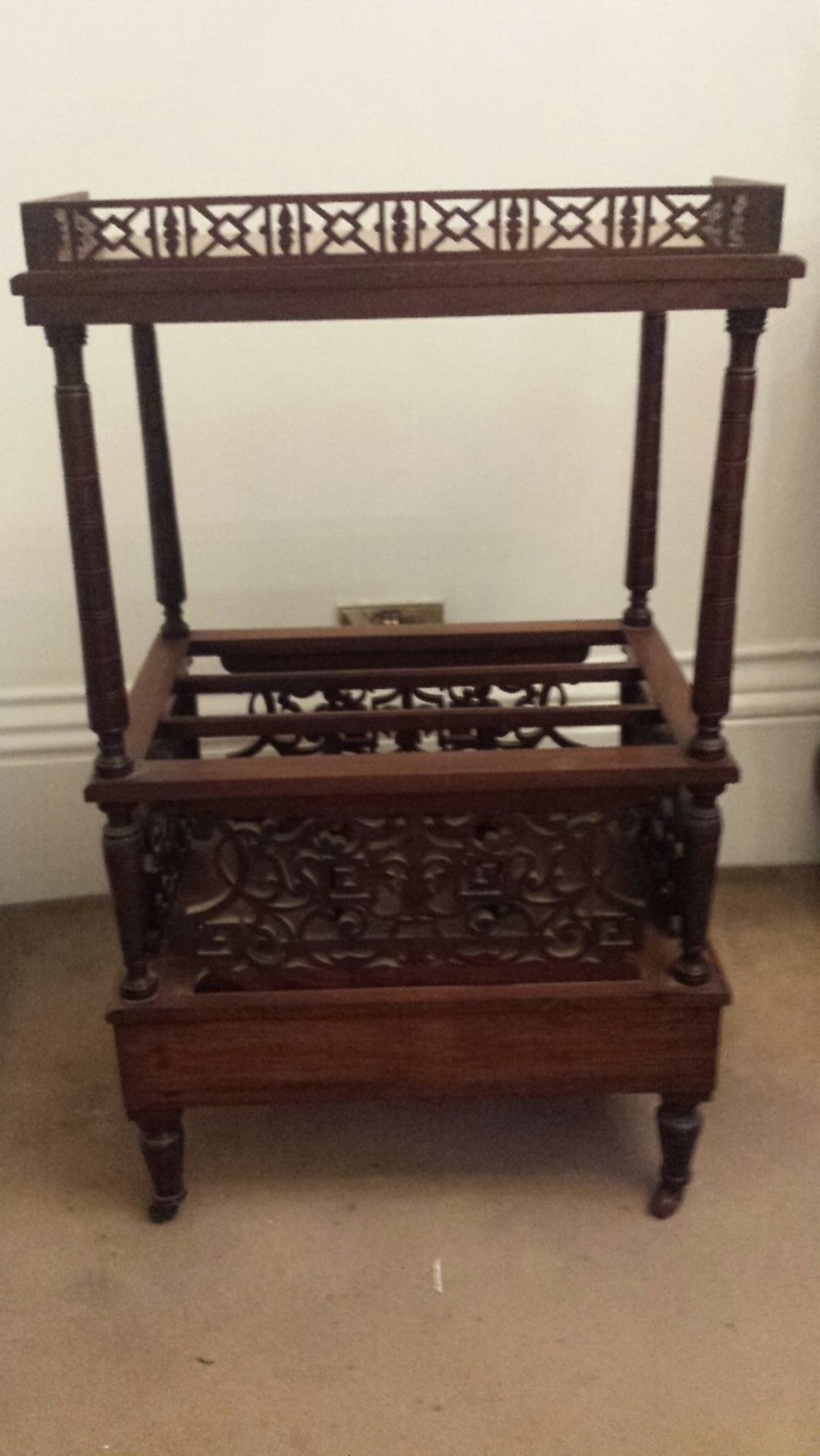 LATE VICTORIAN WALNUT CANTERBURY - Image 4 of 5