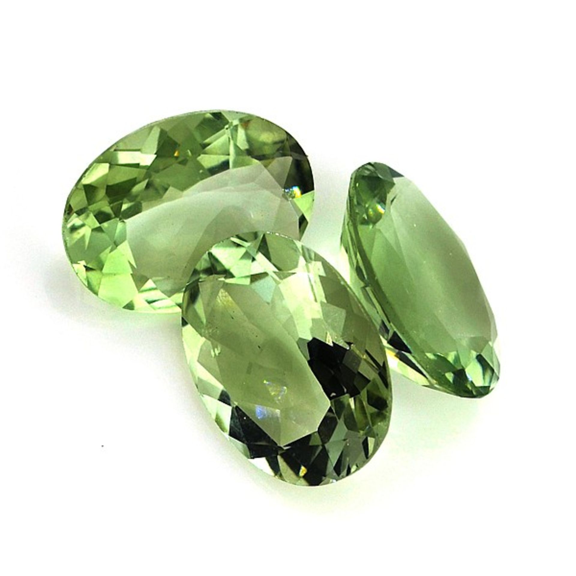 3 x Oval Cut Green Quartz Parcel totaling 21.18 Carat. Appraisal value $1,000.00 approx £655.91