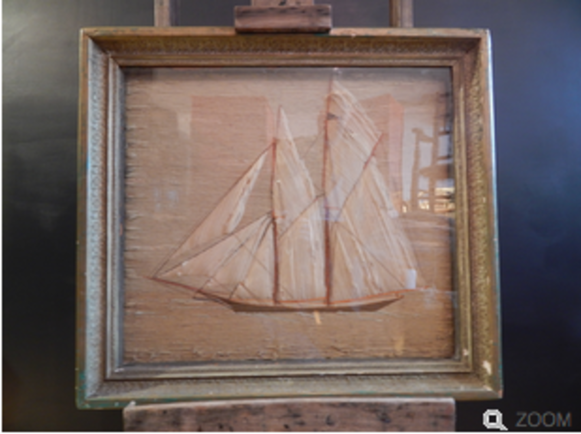 Genuine 19th Century Woolwork of Sailing ship. - Image 3 of 5