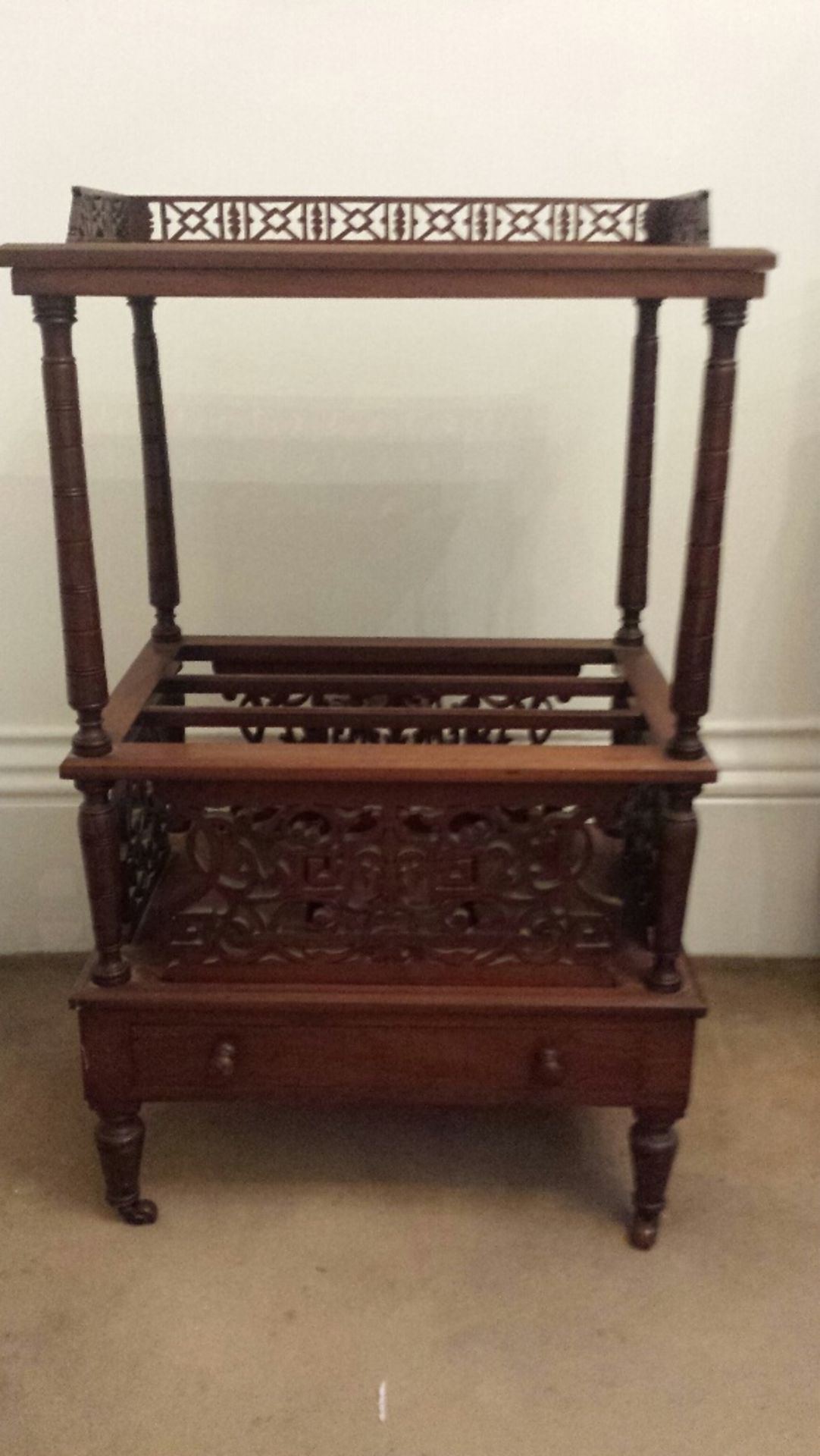 LATE VICTORIAN WALNUT CANTERBURY