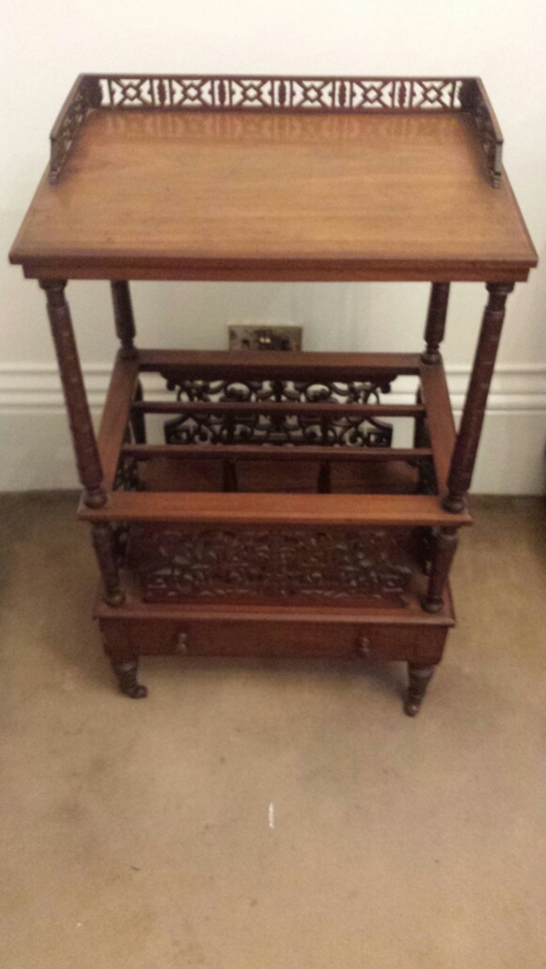 LATE VICTORIAN WALNUT CANTERBURY - Image 2 of 5