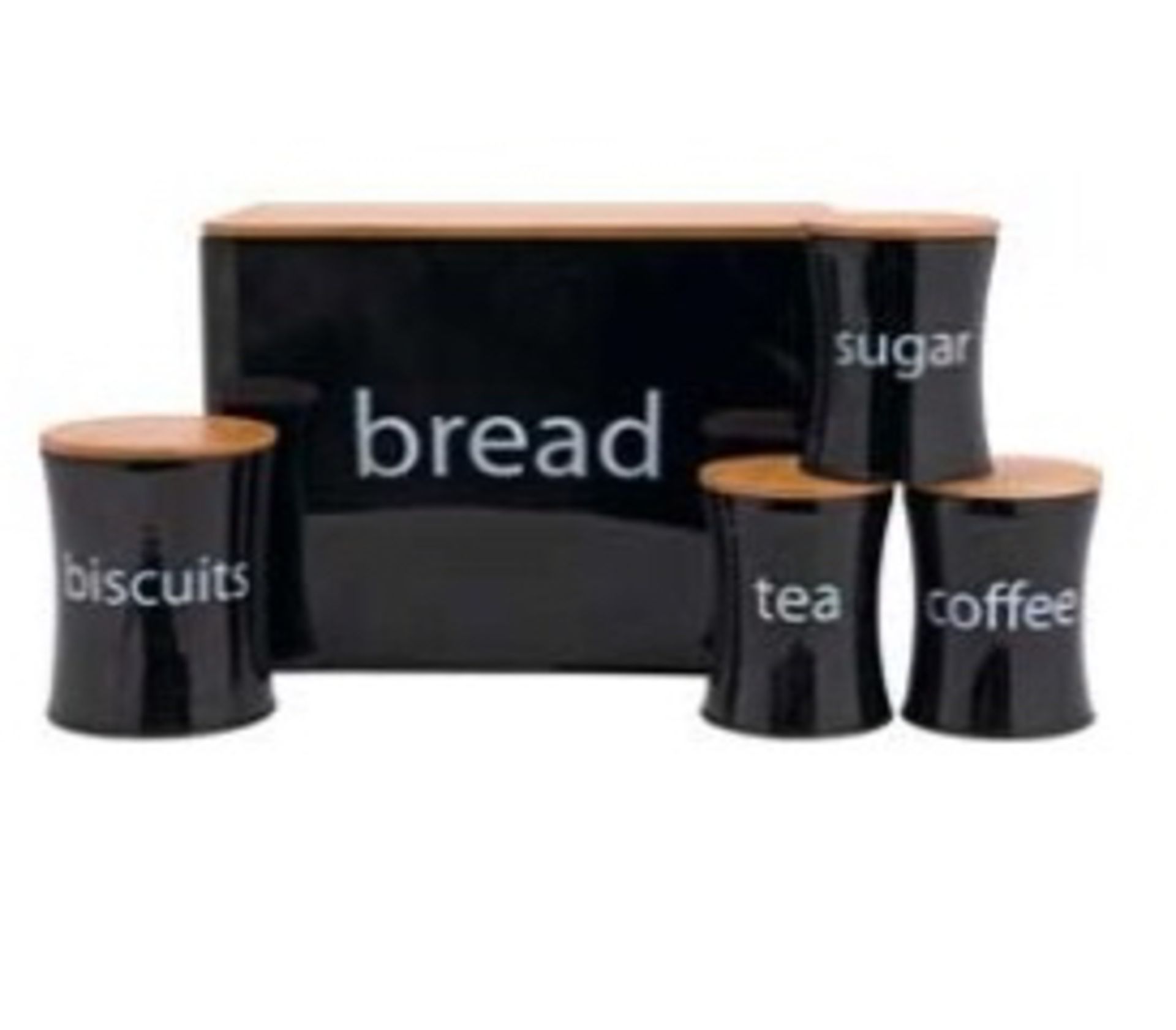 6 x 5 Piece Kitchen Storage Sets (BLACK) With bamboo lids. Very high retail value. Each set