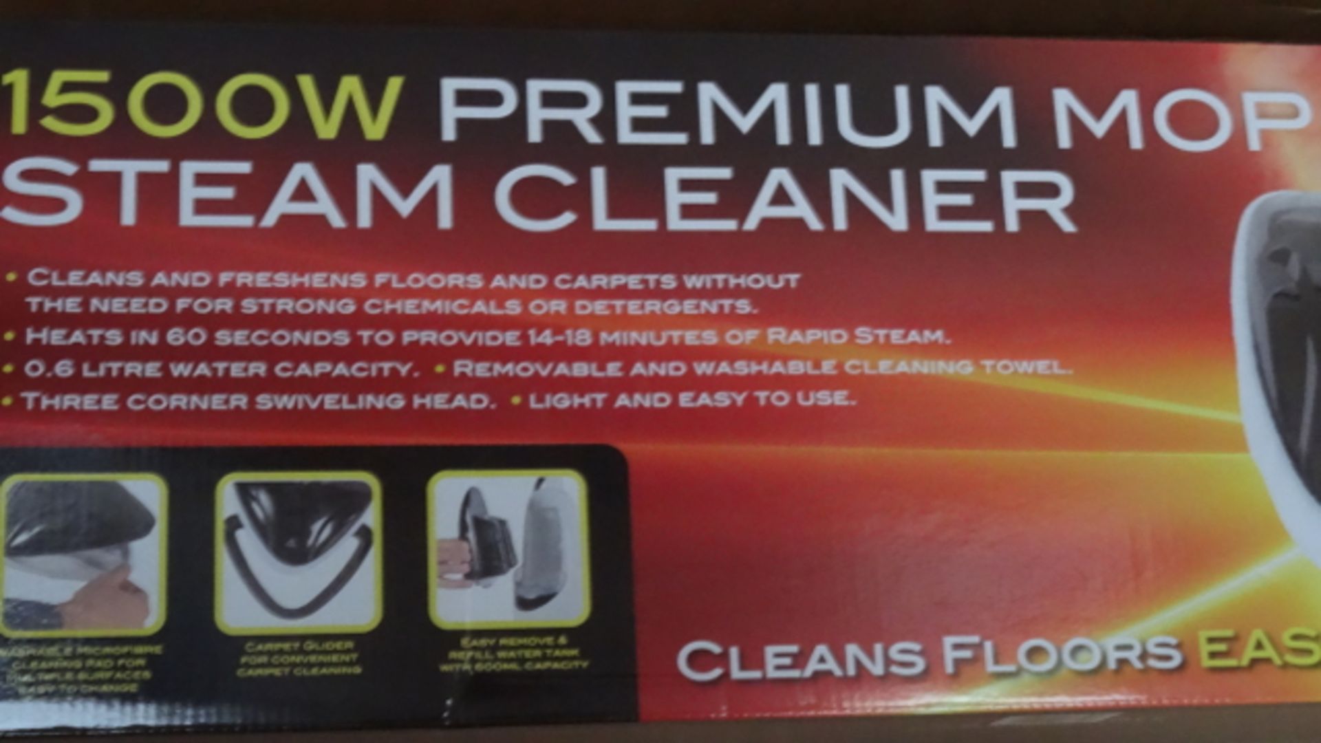 2 x Brand New Quest 1500W Premium Mop Steam Cleaners. Cleans floors, carpets, work surfaces and - Image 3 of 3