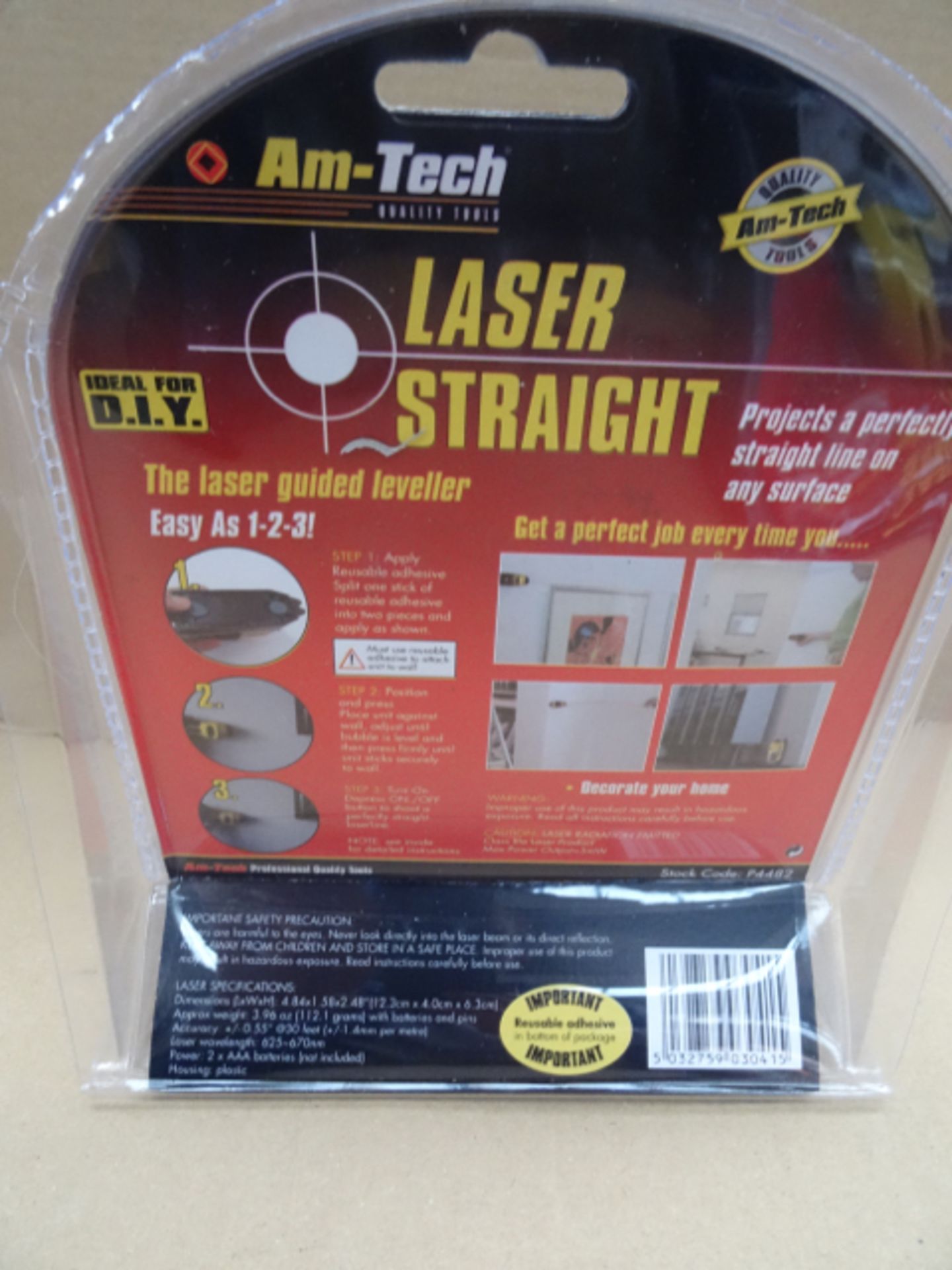 48 x Am-Tech Quality Tools. Laser Straight, with built in level bubbles. Comes with re-usable - Image 2 of 3