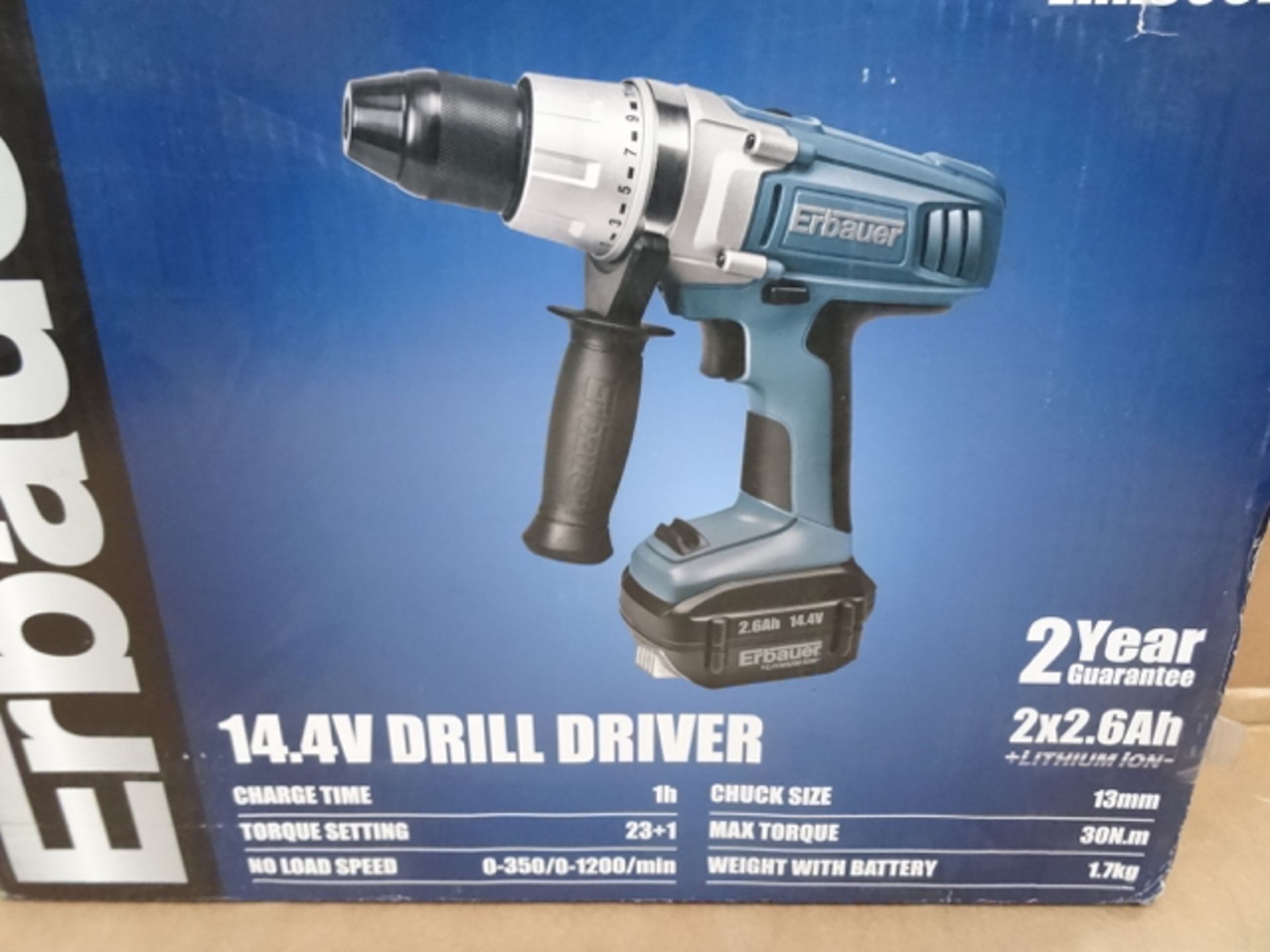 1 x Erbauer ERH396DDH 14.4V Lithium Ion Drill Driver Cordless Drill. Light weight design just 1. - Image 2 of 2