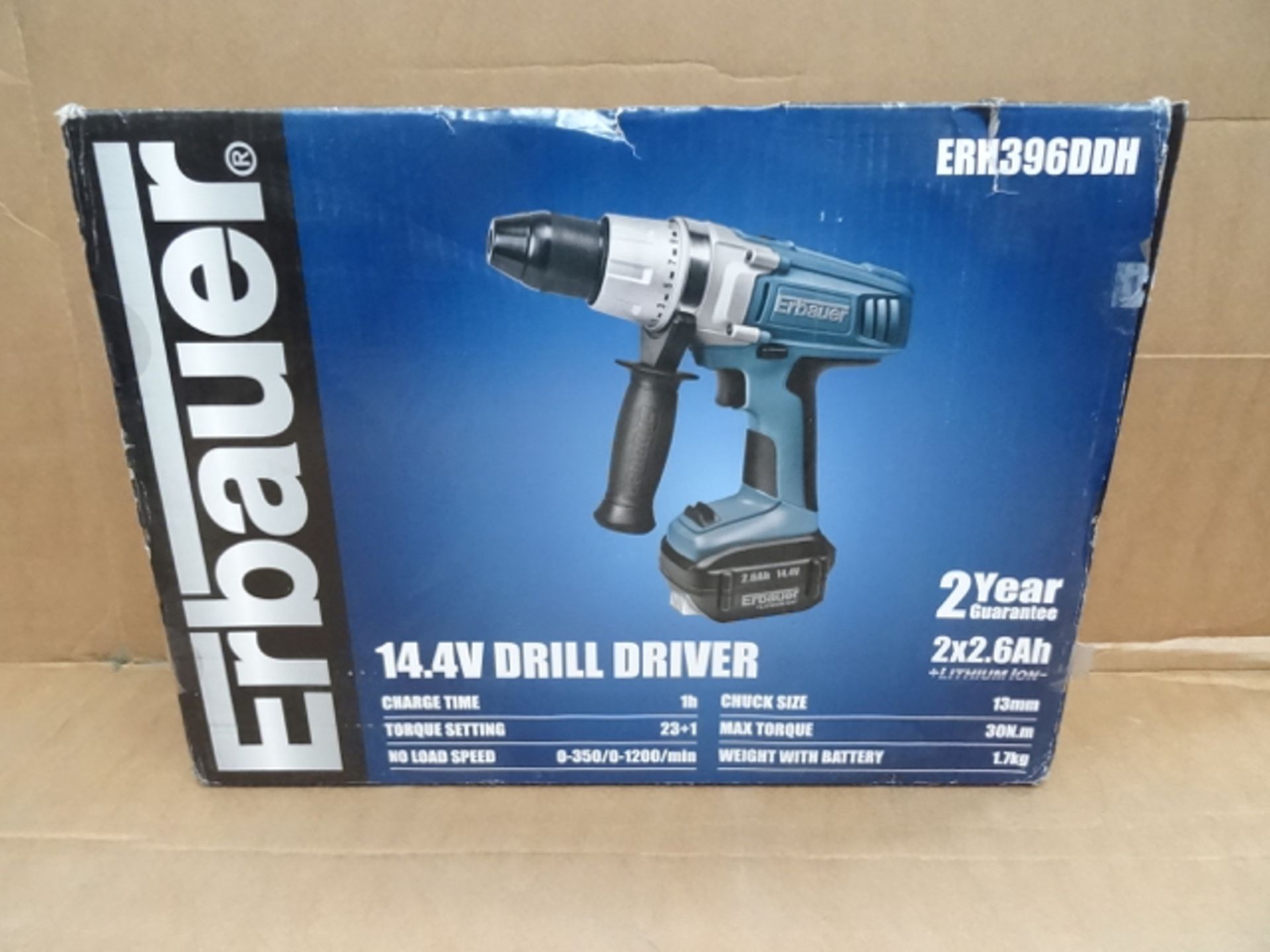 1 x Erbauer ERH396DDH 14.4V Lithium Ion Drill Driver Cordless Drill. Light weight design just 1.