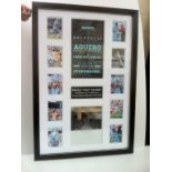 MANCHESTER CITY celebration piece with mirror badge and photo montage.  Approx size 26x38 inches