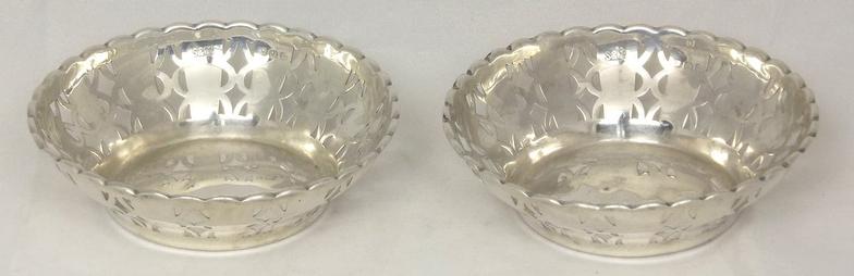 Pair Silver Bon Bon Dishes - c1899
By Spurrier and Co.  Hallmarked Birmingham
43.4g (2 items)