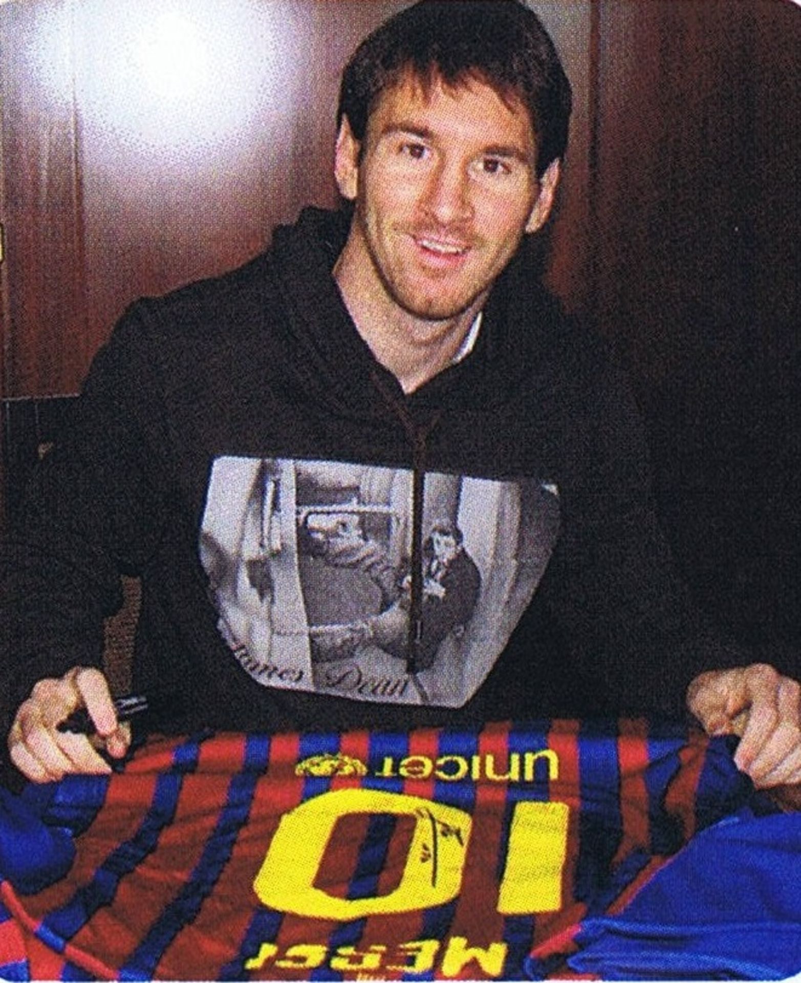 LIONEL MESSI signed photo with name cutouts and smaller photo montage.  Estimated value Â£250+. - Image 2 of 2