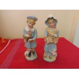 Victorian Bisque Figural Group.  Young
boy and girl. 6 inches tall.  Circa 1880.