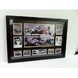 LEWIS HAMILTON landscape montage black outer mount with silver inner, black frame, approx size 22x32