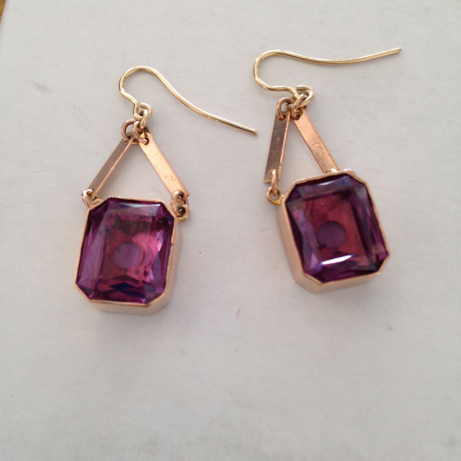 Fine Pair of Art Deco Earrings. 10ct Alexandrite set in 14ct Rose Gold