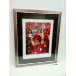 STEVEN GERRARD raised cup signed photo .  Estimated value £180-£200. Size 26x32 inches dual silver