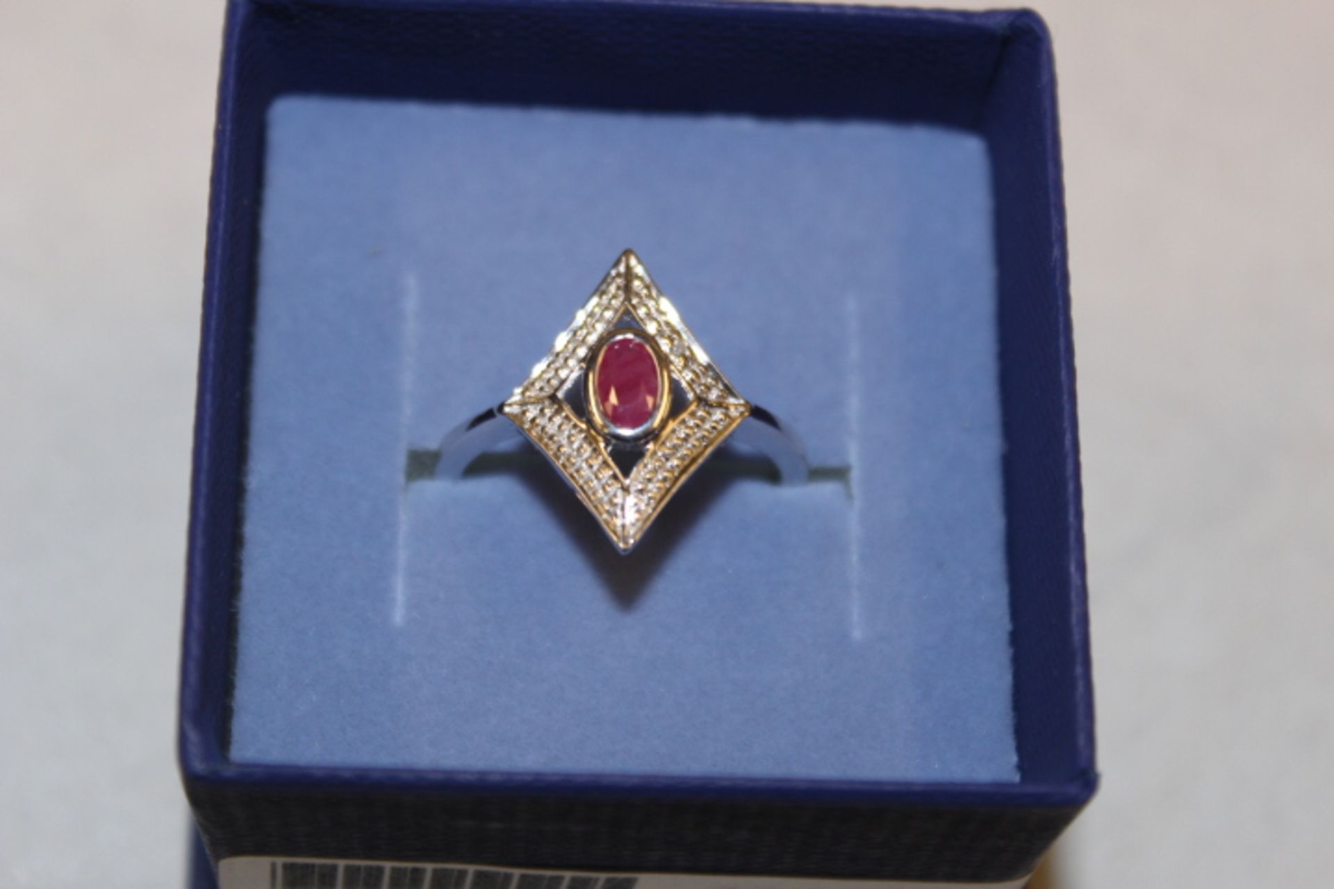 Ruby & Diamond Silver Ring, size O-P