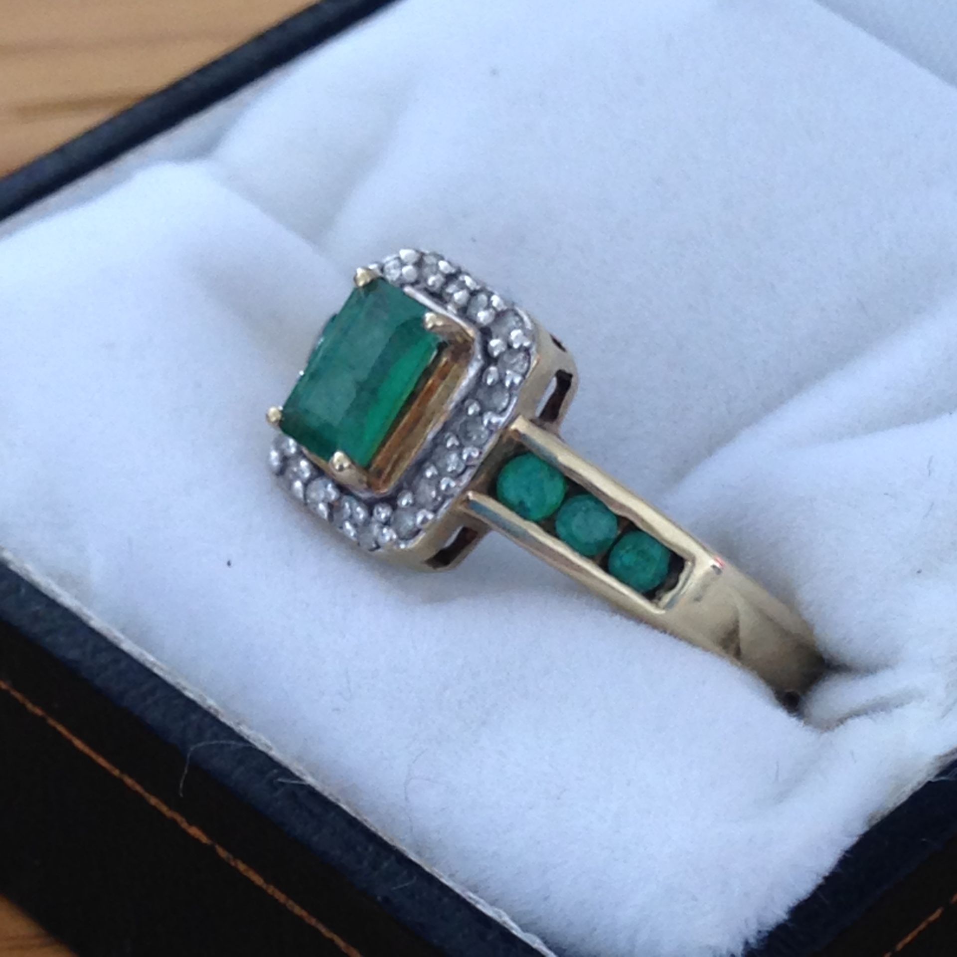 Brazilian Emerald and Diamond Ring set in 9ct Gold Band