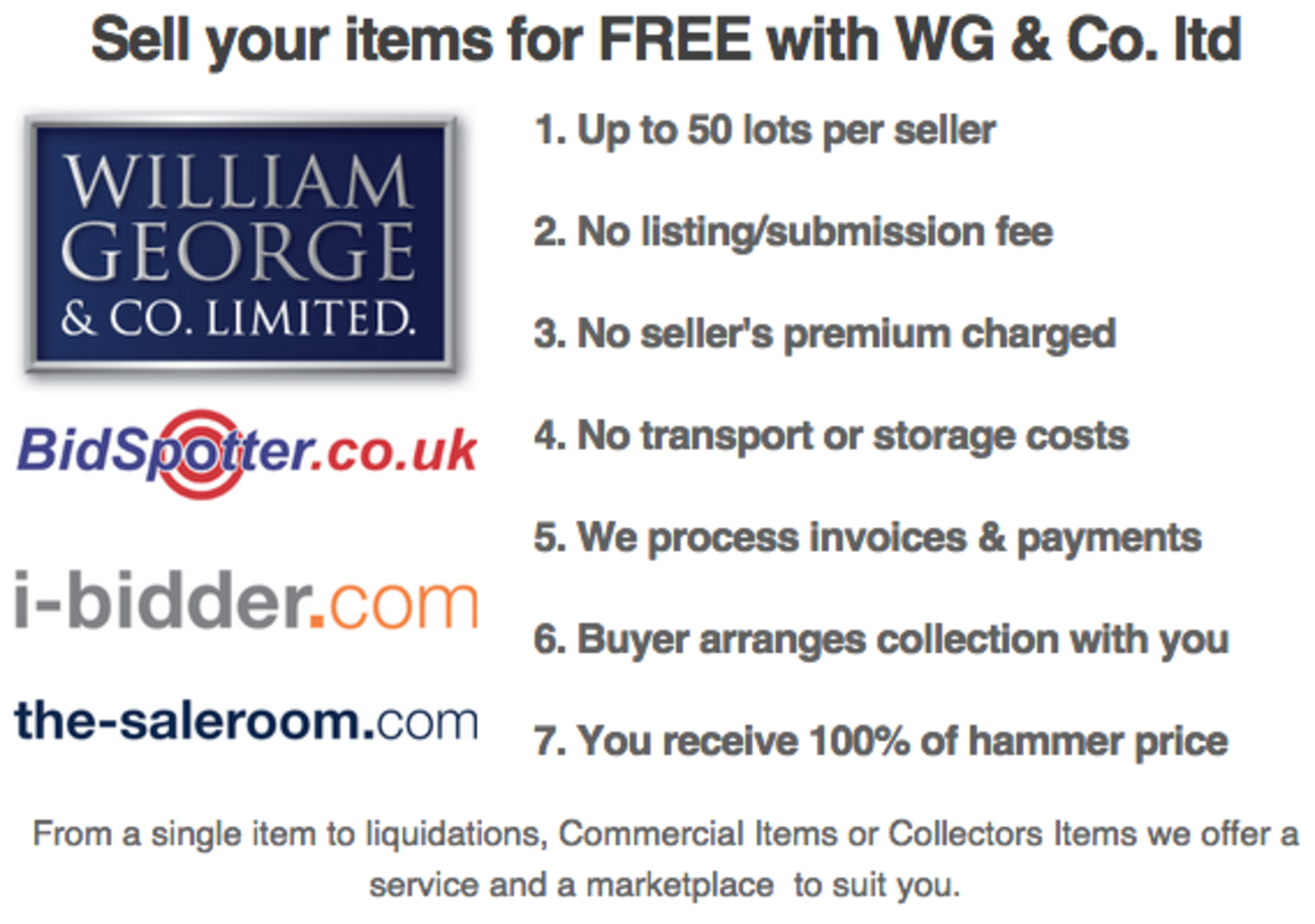 List your items for FREE in WG & Co.'s next collective auction