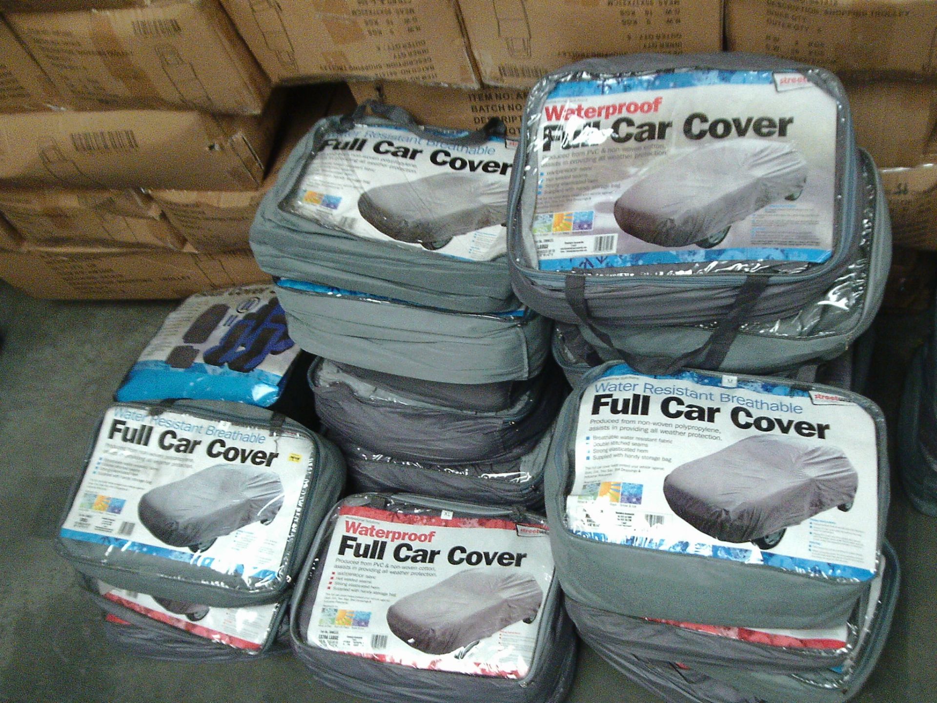 20 pcs total  full car cover - 3 small , 4 medium , 11  large , 2 x XL - rrp £29.99 each £600 retail