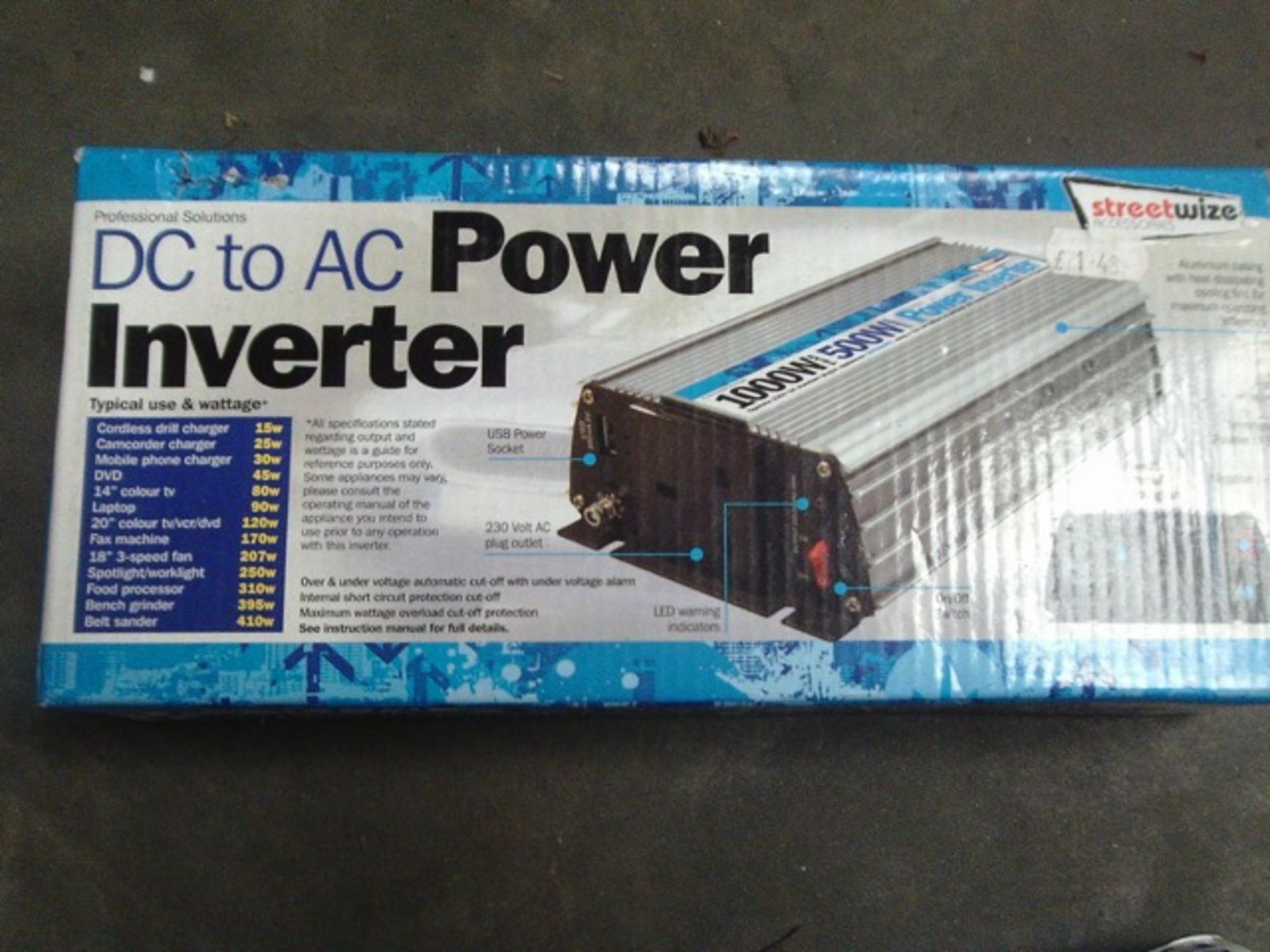Streetwise DC AC Power Inverter -1000W to 500W inverter - boxed - rrp £69.99