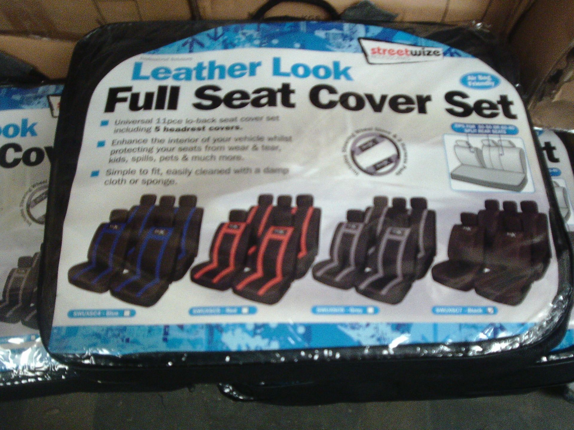 5pcs x  Leather look  full seat cover set - bagged rrp £35.00