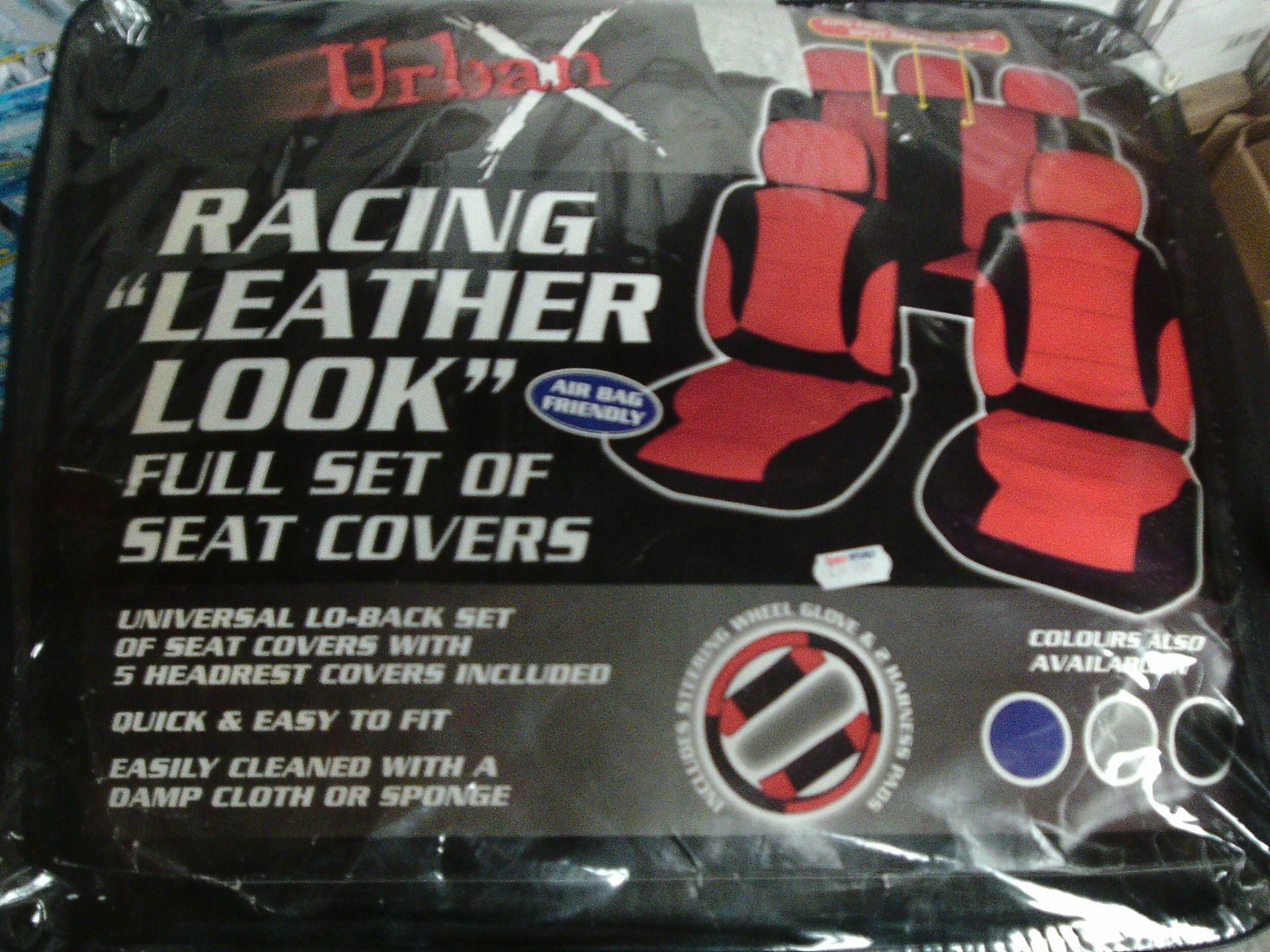 3 sets racing styke car seat cover set - 1 red , 2 blue