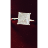 3.08ct diamond ring princess solitaire set in 14k white gold