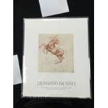Mounted Lithographic print of drawing by Leonardo da Vinci entitled Studies of a Rearing Horse.,
