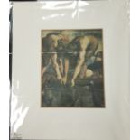 Mounted Lithographic print of painting by Raphael entitled The Miraculous Draught of Fishes (