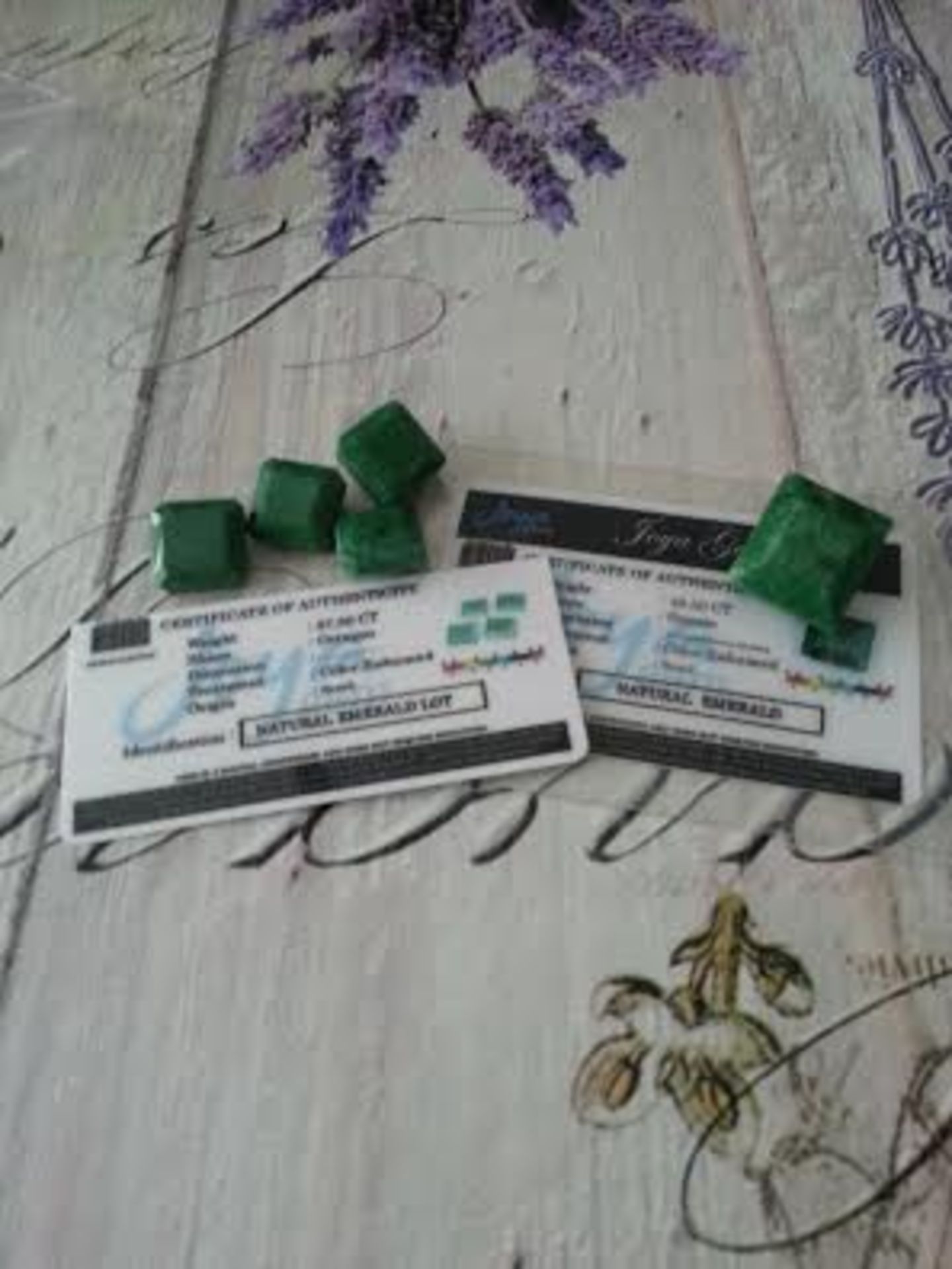 97.80 ct /4 pcs and 49.50 ct emeralds with certificates