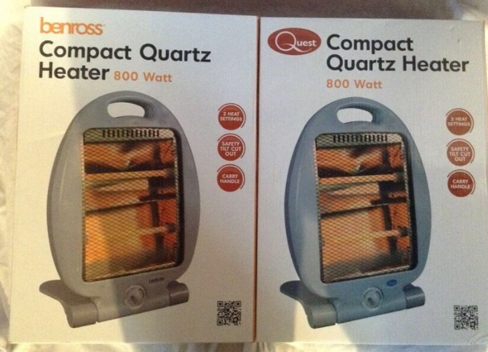 2 X  Compact 800 watt Heater_ Customer return_Boxed_Unchecked. NO VAT ON THIS ITEM__ DELIVERY ONLY