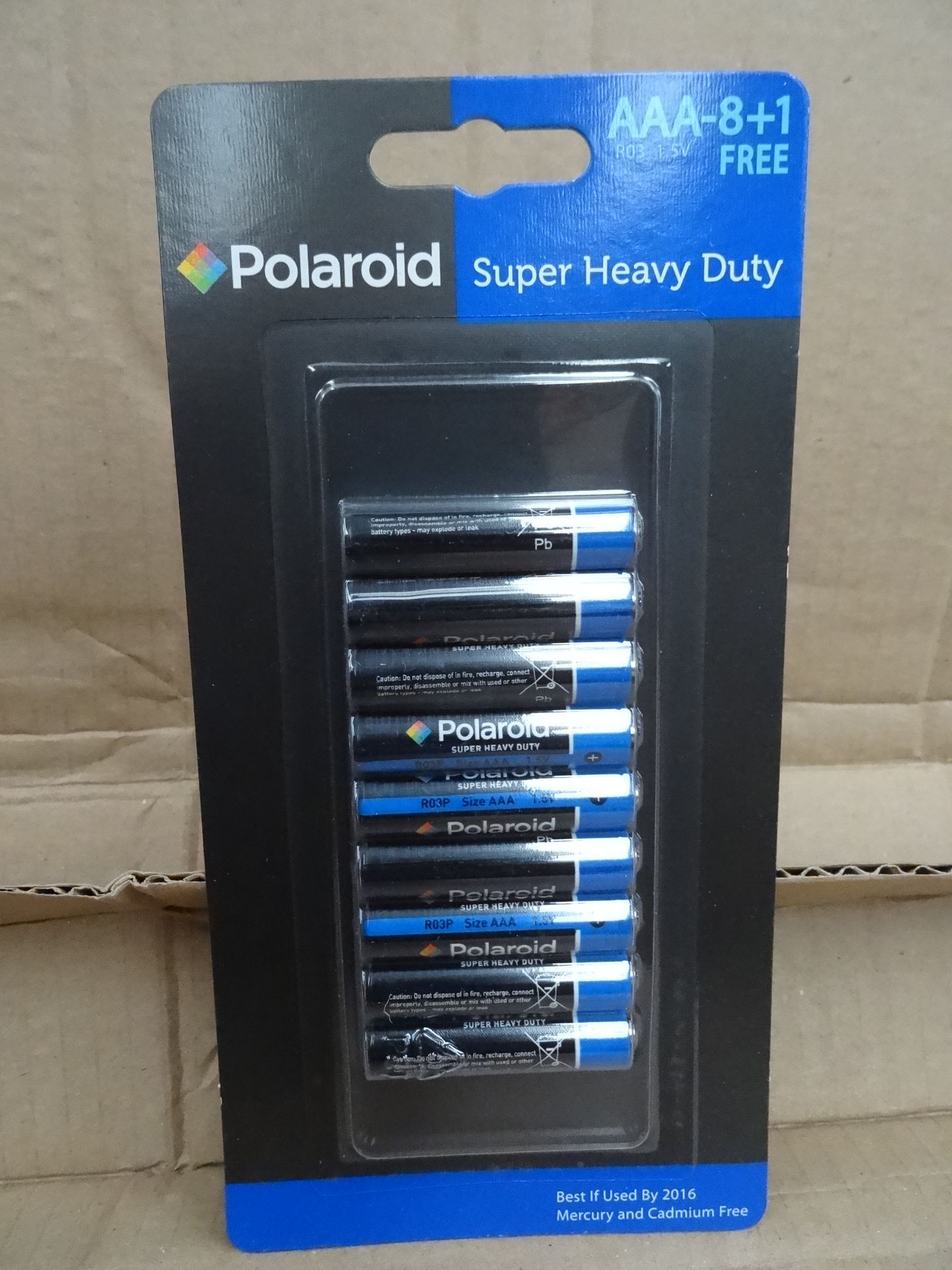 12 x Packs of 9 Polaroid Super Heavy Duty AAA Size Batteries. Brand new and Packaged! Dated Until