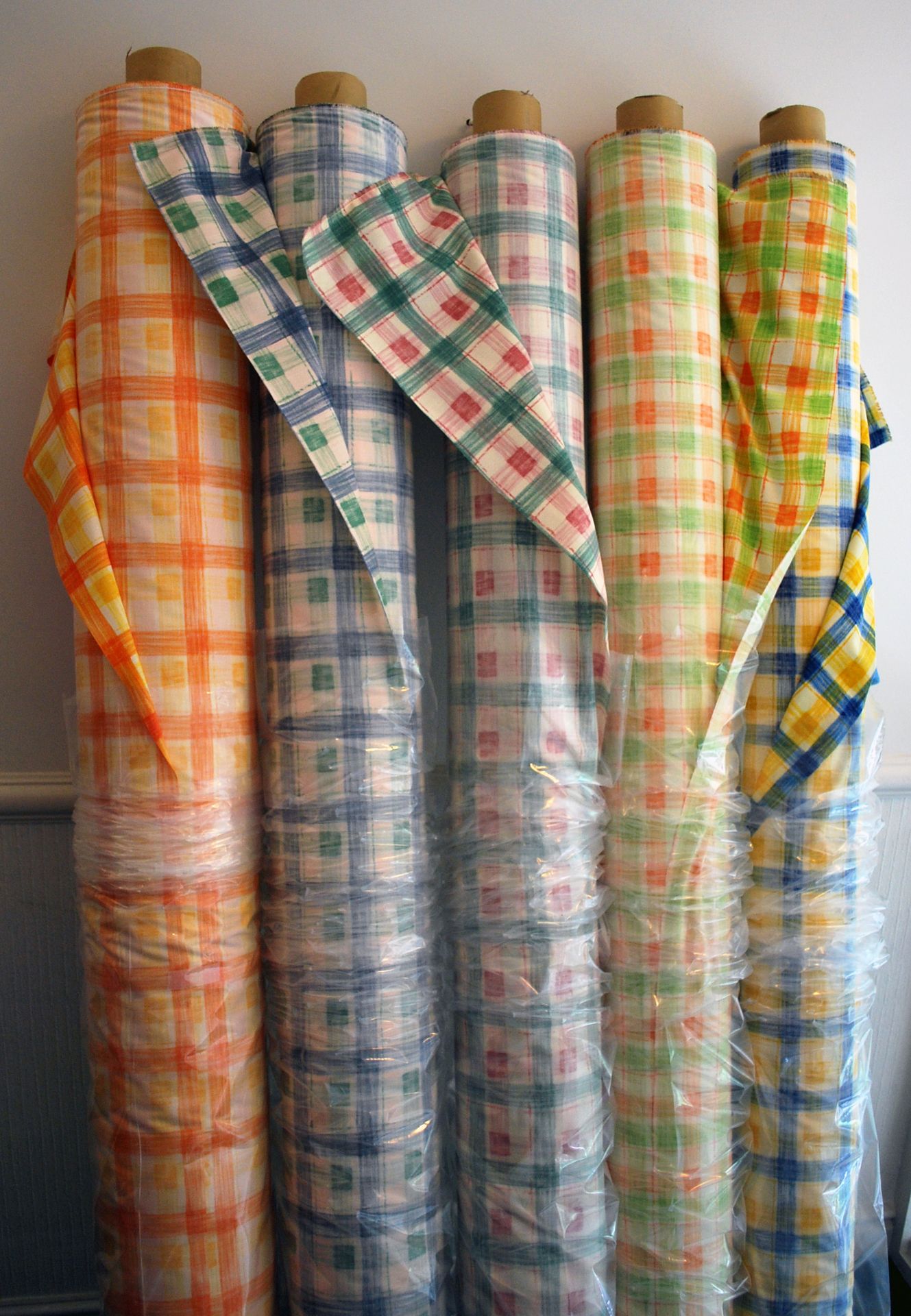 5x fabric rolls; Cotton; suitable for curtains and blinds; width approx. 180cm; same pattern but
