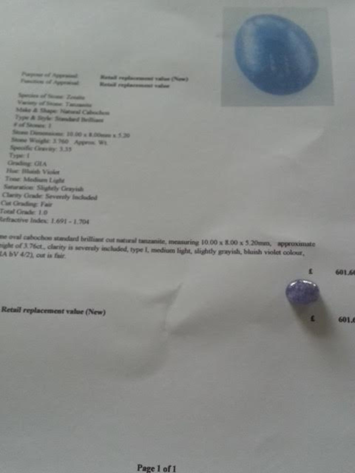 Natural tanzanite, approximate weight of 3.76 ct - Image 2 of 2