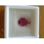 Natural 5.98 ct ruby very good quality beautiful pear cut pink colour with digital certificate of