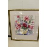 Large Watercolour Of Vase Of Flowers by acclaimed Artist Rosina Flower.