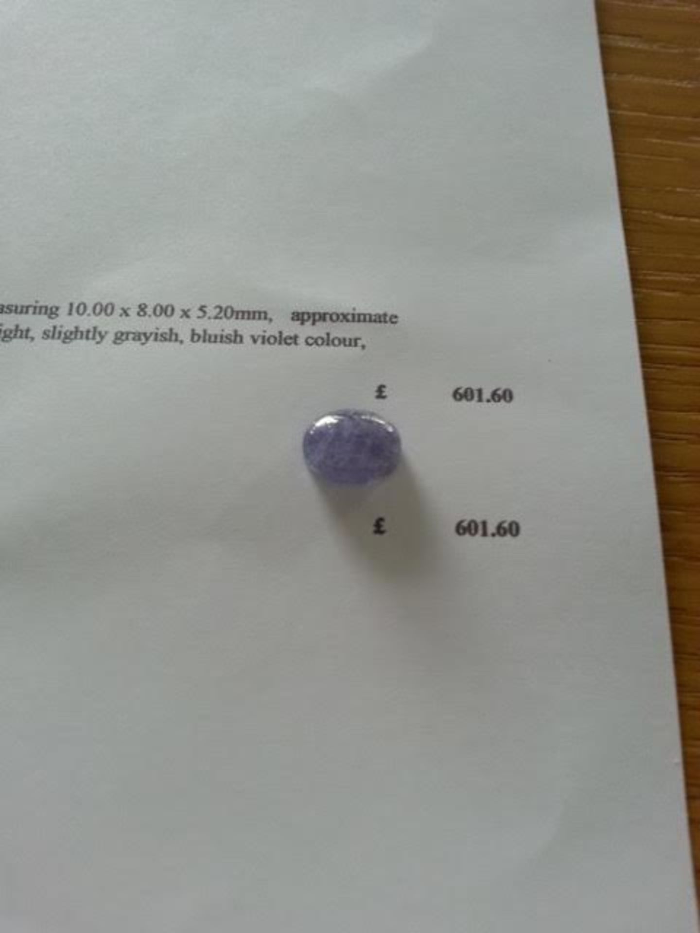 Natural tanzanite, approximate weight of 3.76 ct