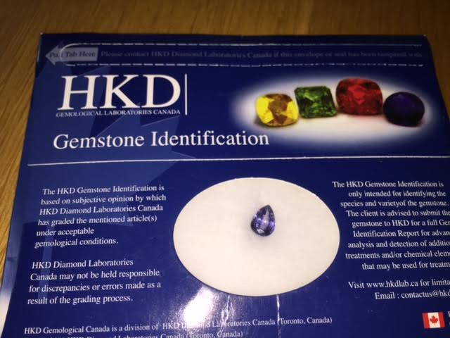 Bluish Violet Tanzanite Natural Gemstone. 1.49 ct HKD Certified Eye-catching Pear Shape (8 x 6 mm)