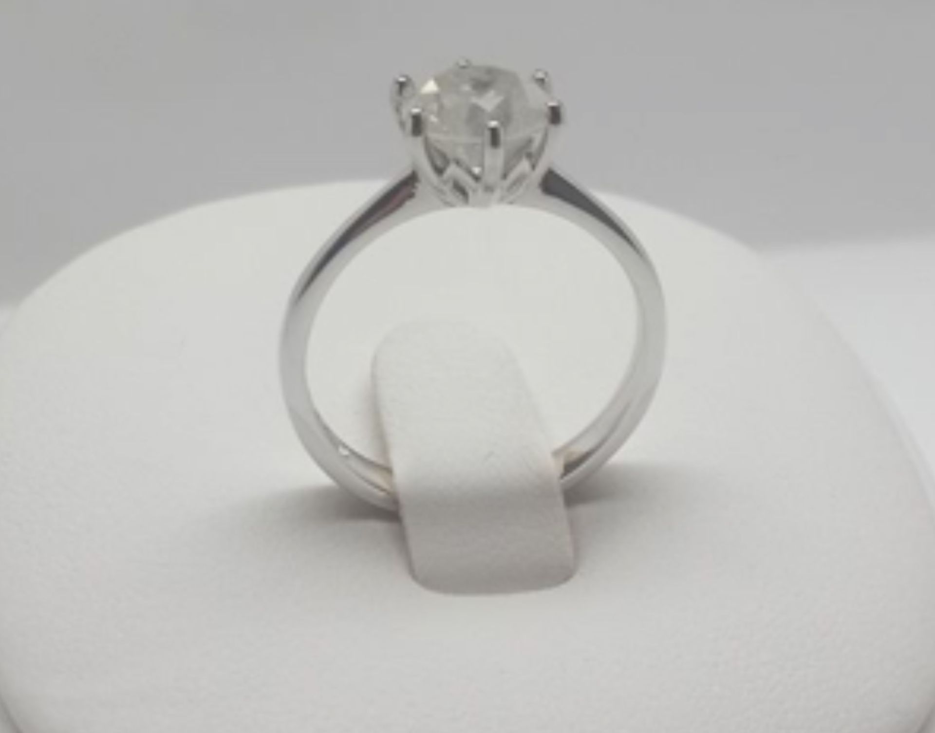 A 1.5 Carat Solitaire Diamond Set in 14k white gold. A single stone set in a classic siz claw - Image 2 of 2